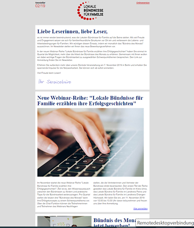 Screenshot des Newsletters 2-2019