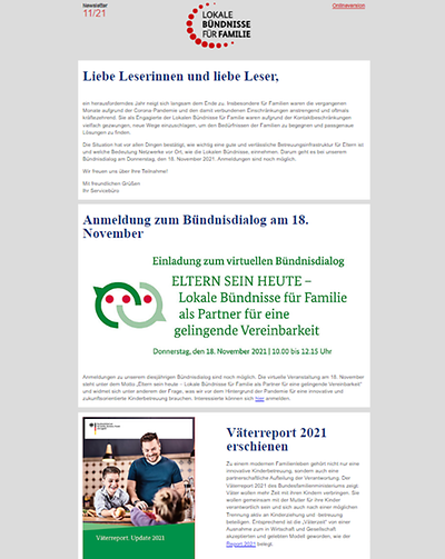 Screenshot des Newsletters 2-2021