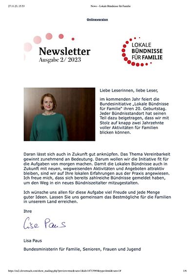 Screenshot des Newsletters 2-2023